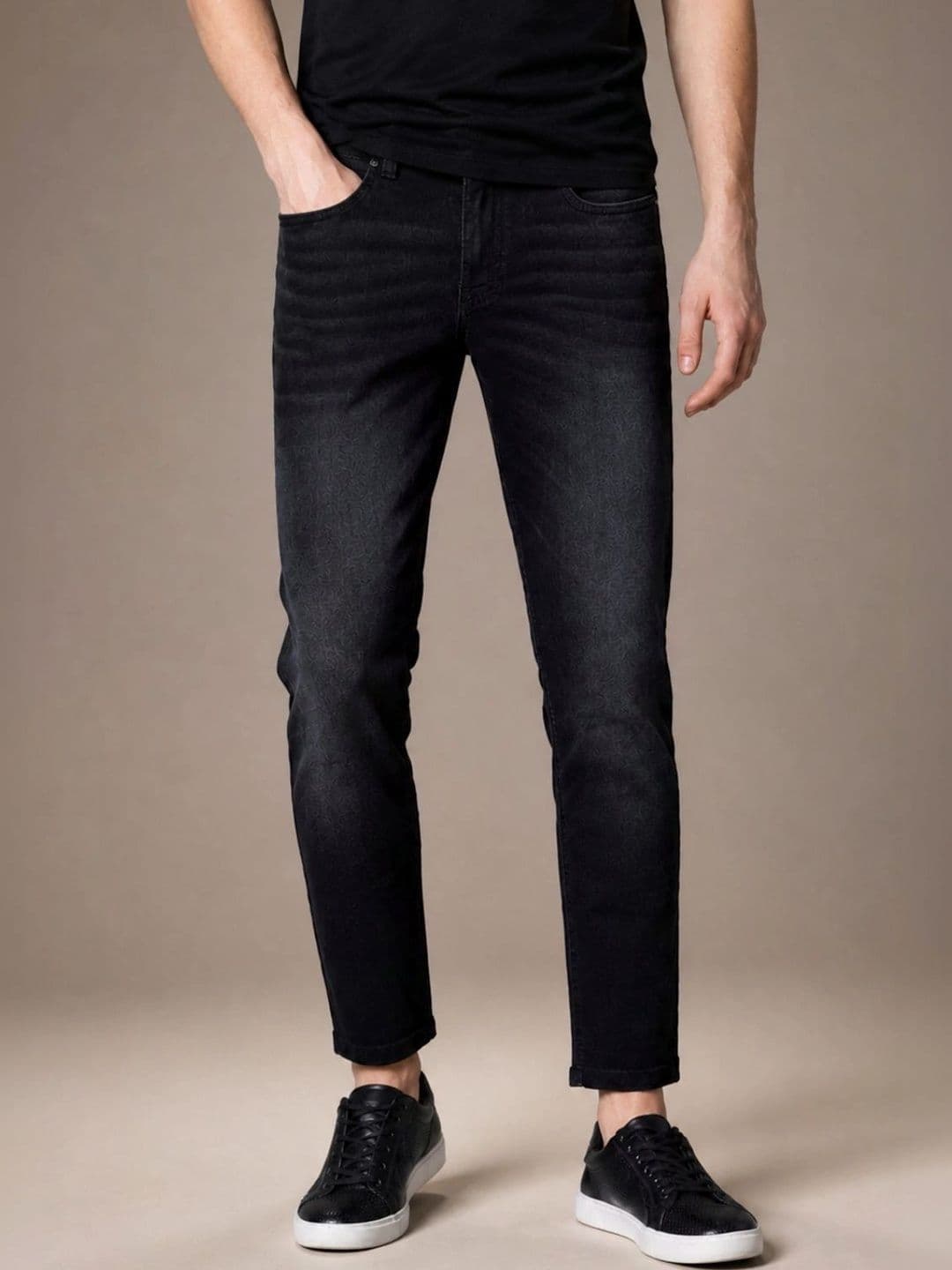 BREXX Men Jean Slim Fit Mid-Rise Low Distress Light Fade Stretchable Jeans - view 1