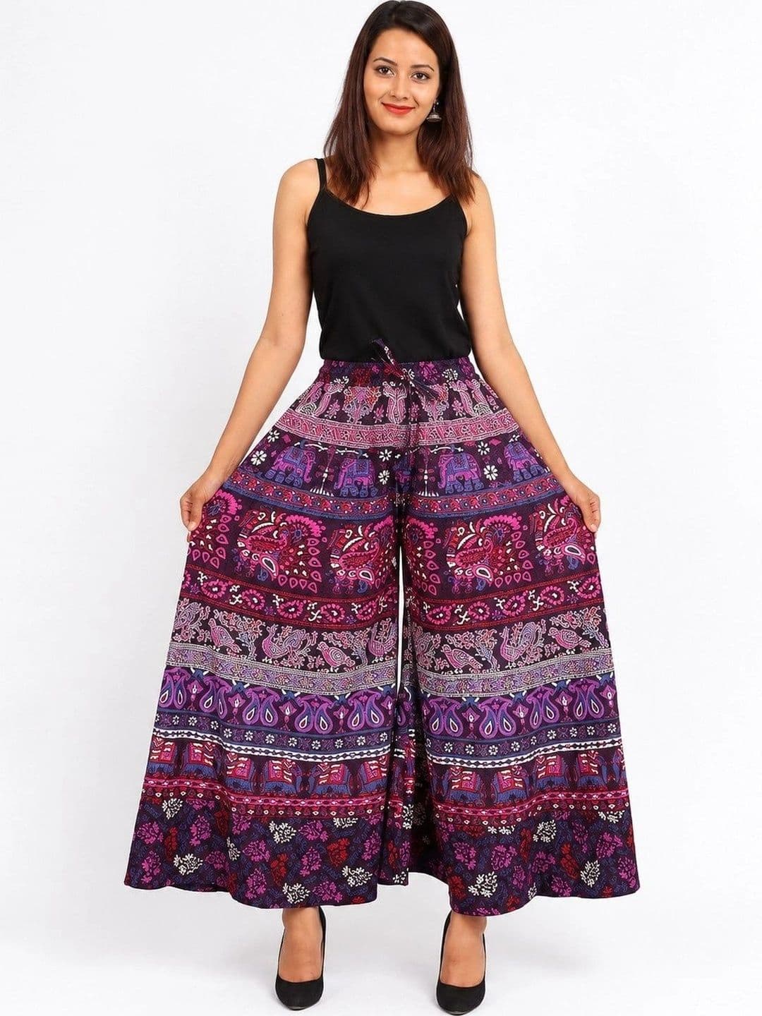 OUTER WEAR AYAM EXPORTS Women Ethnic Motifs Printed Knitted Ethnic Palazzos - view 1