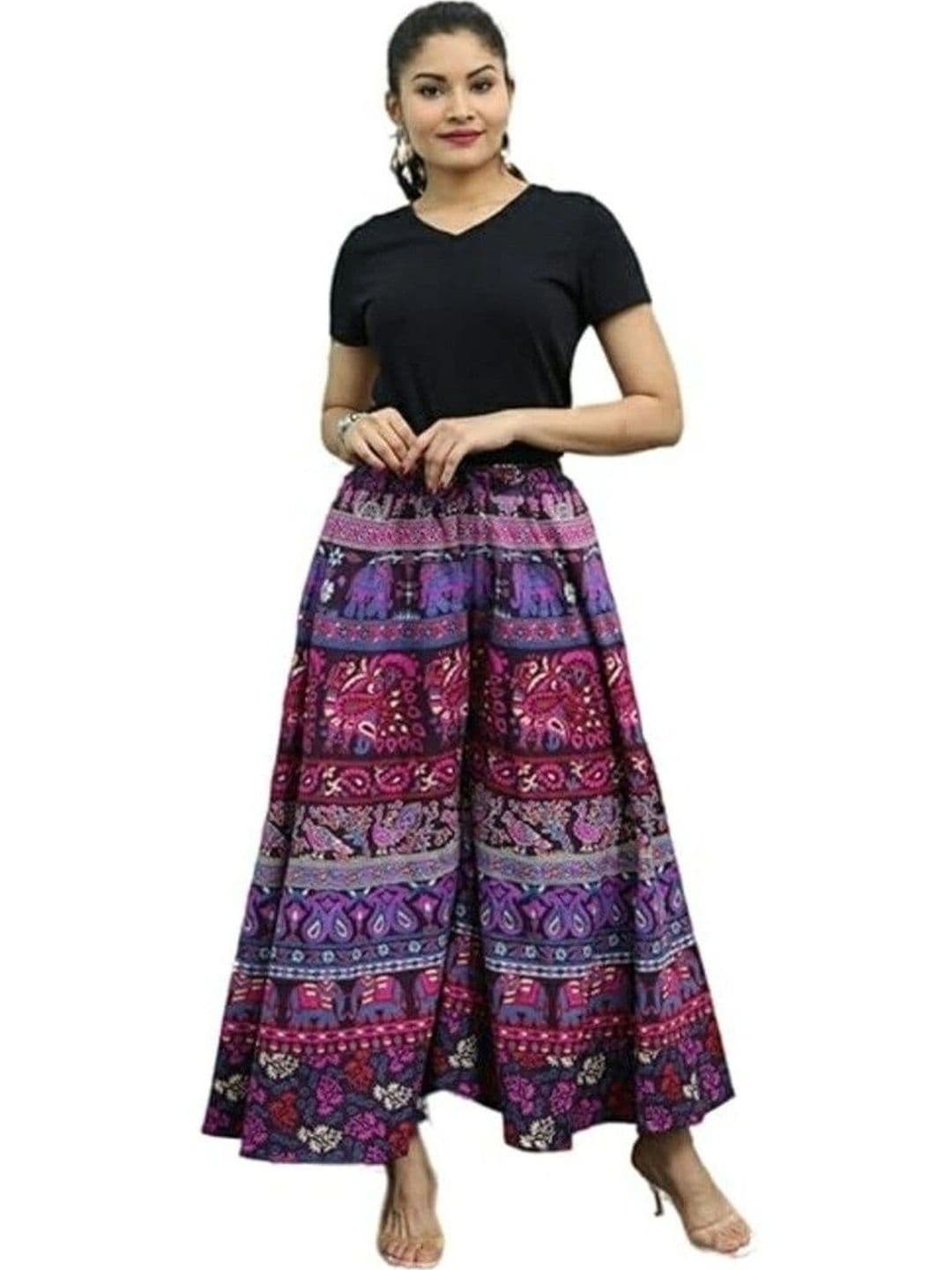OUTER WEAR AYAM EXPORTS Women Ethnic Motifs Printed Knitted Ethnic Palazzos - view 1