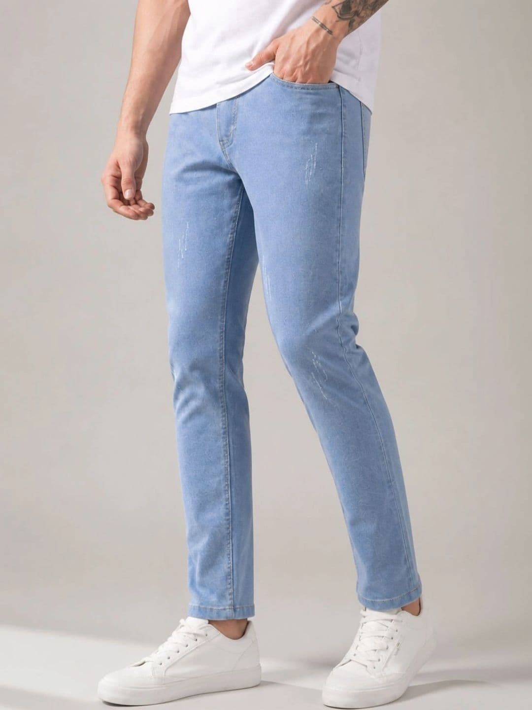 BREXX Men Jean Slim Fit Mid-Rise Low Distress Stretchable Jeans - view 1
