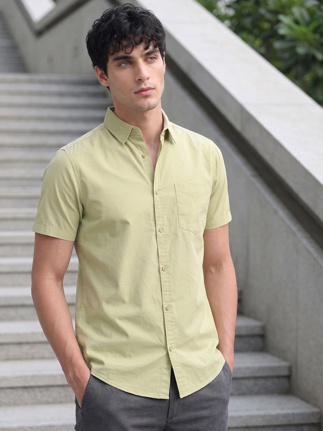 HERE&NOW Men Regular Fit Peach Premium Cotton Casual Shirt - view 1