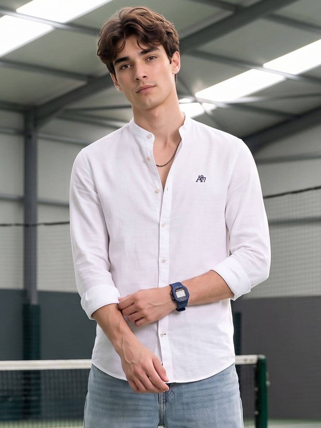 Aeropostale Band Collar Pure Cotton Casual Shirt - view 1