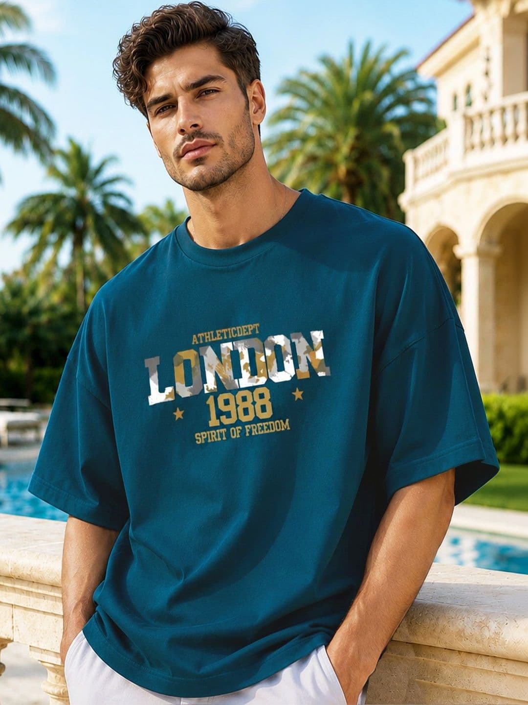 AUSK Men Typography Printed Drop-Shoulder Sleeves T-shirt - view 1