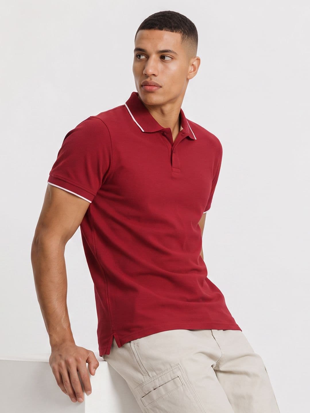 Roadster Men Polo Collar T-shirt - view 1