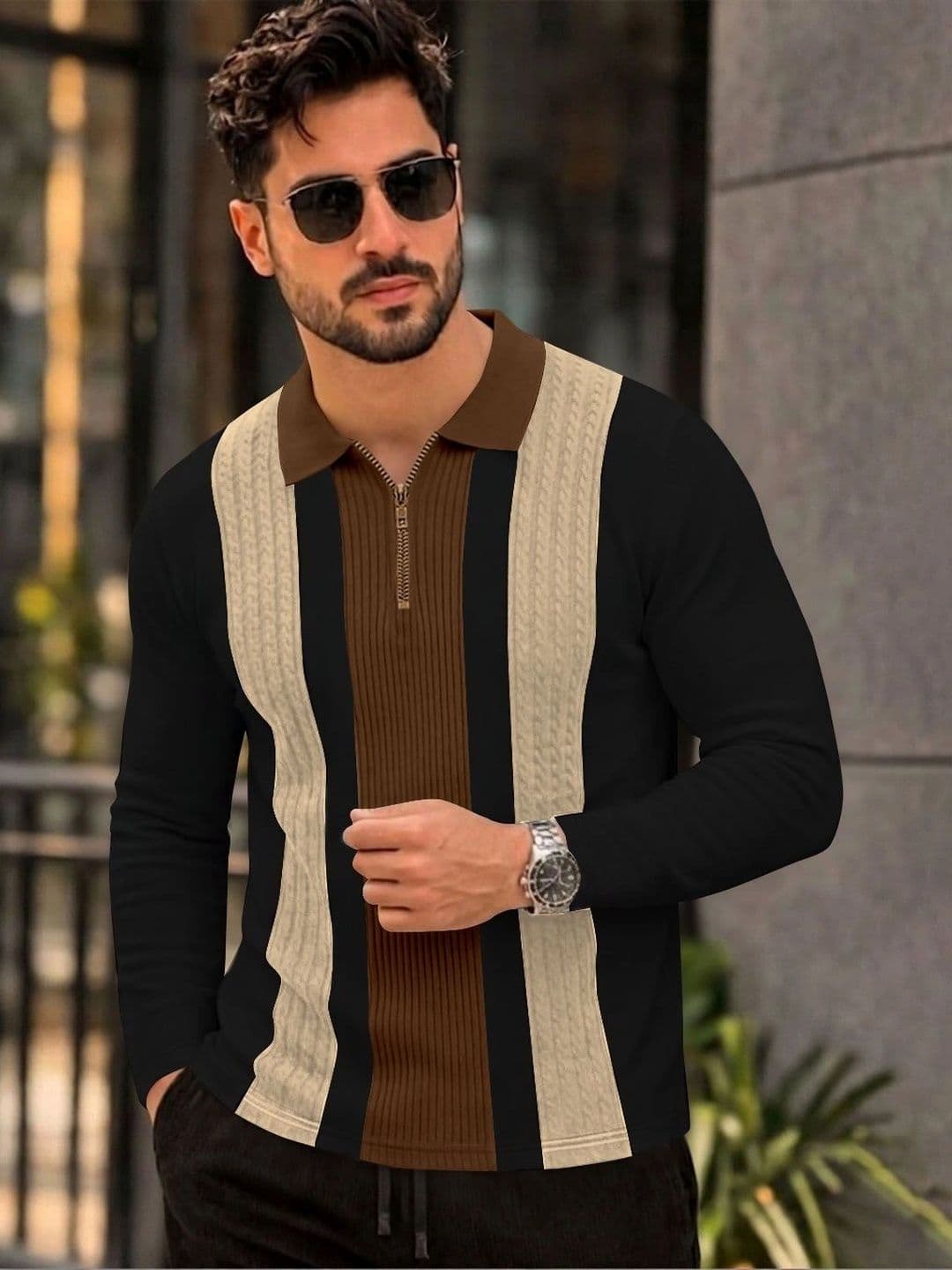 KAJARU Men Colourblocked Polo Collar T-shirt - view 1