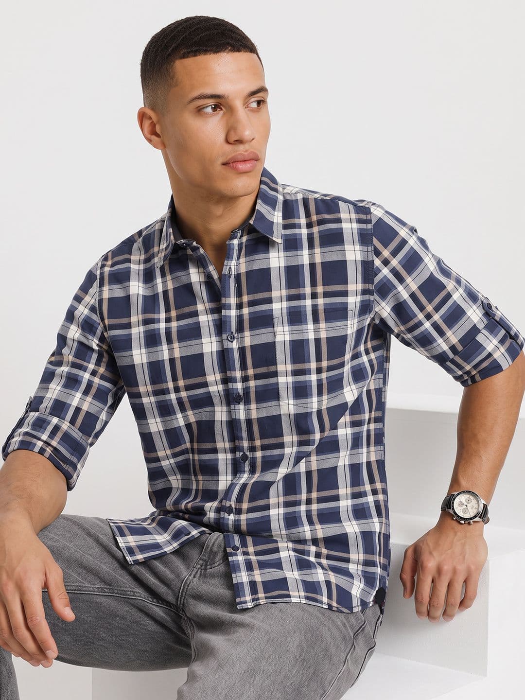 Roadster Life Co. Soft Touch Twill Plaid Casual Shirt - view 1