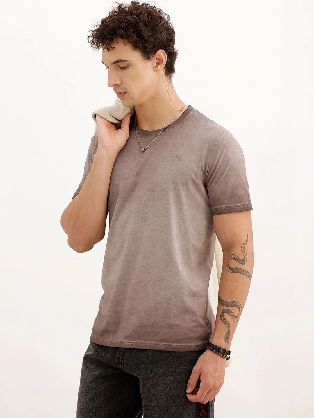 WROGN Men Brand Logo Dyed Slim Fit T-shirt - view 1