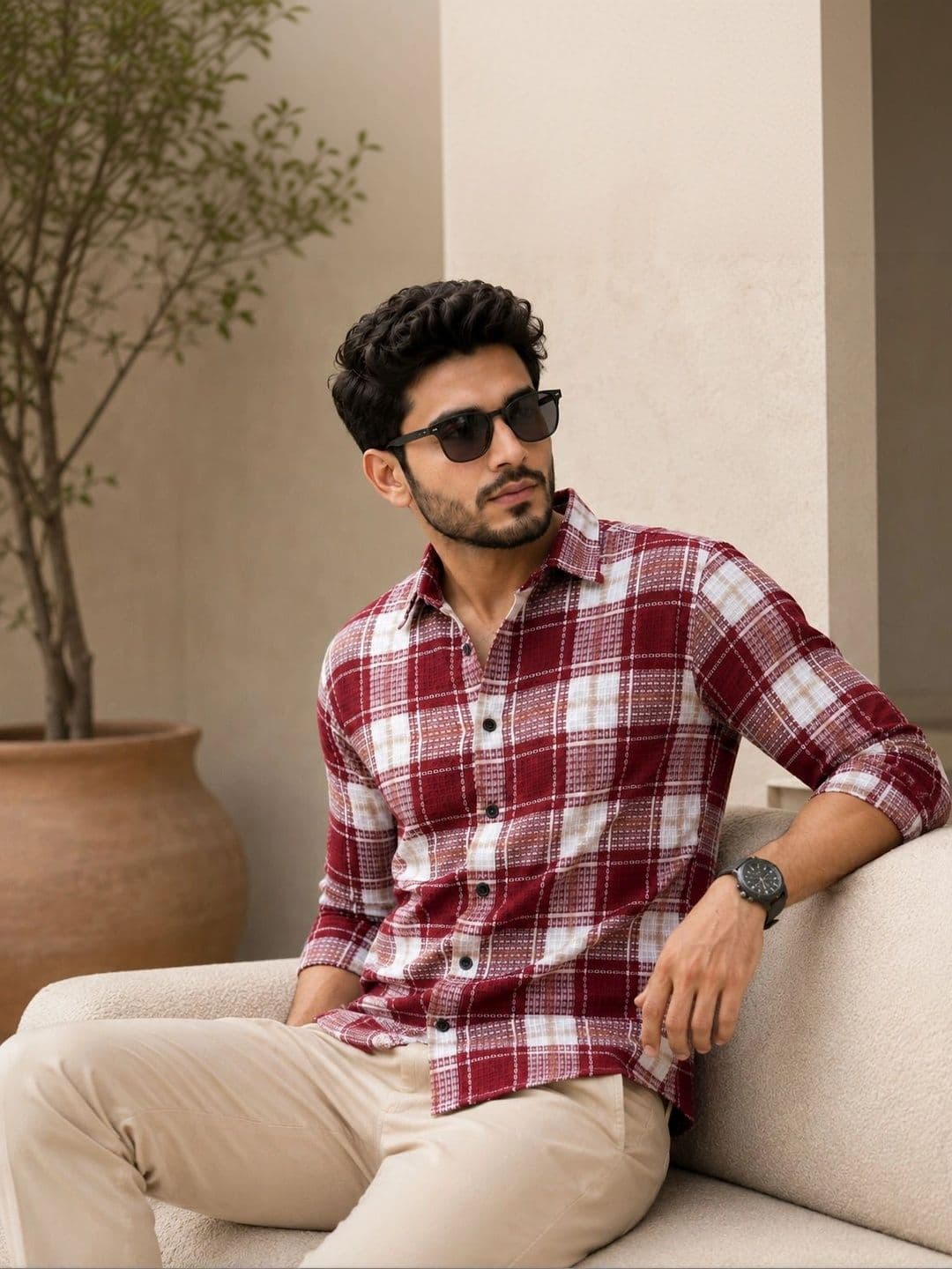 TUSHREE BOUTIQUE Men Classic Tartan Checks Checked Casual Shirt - view 1