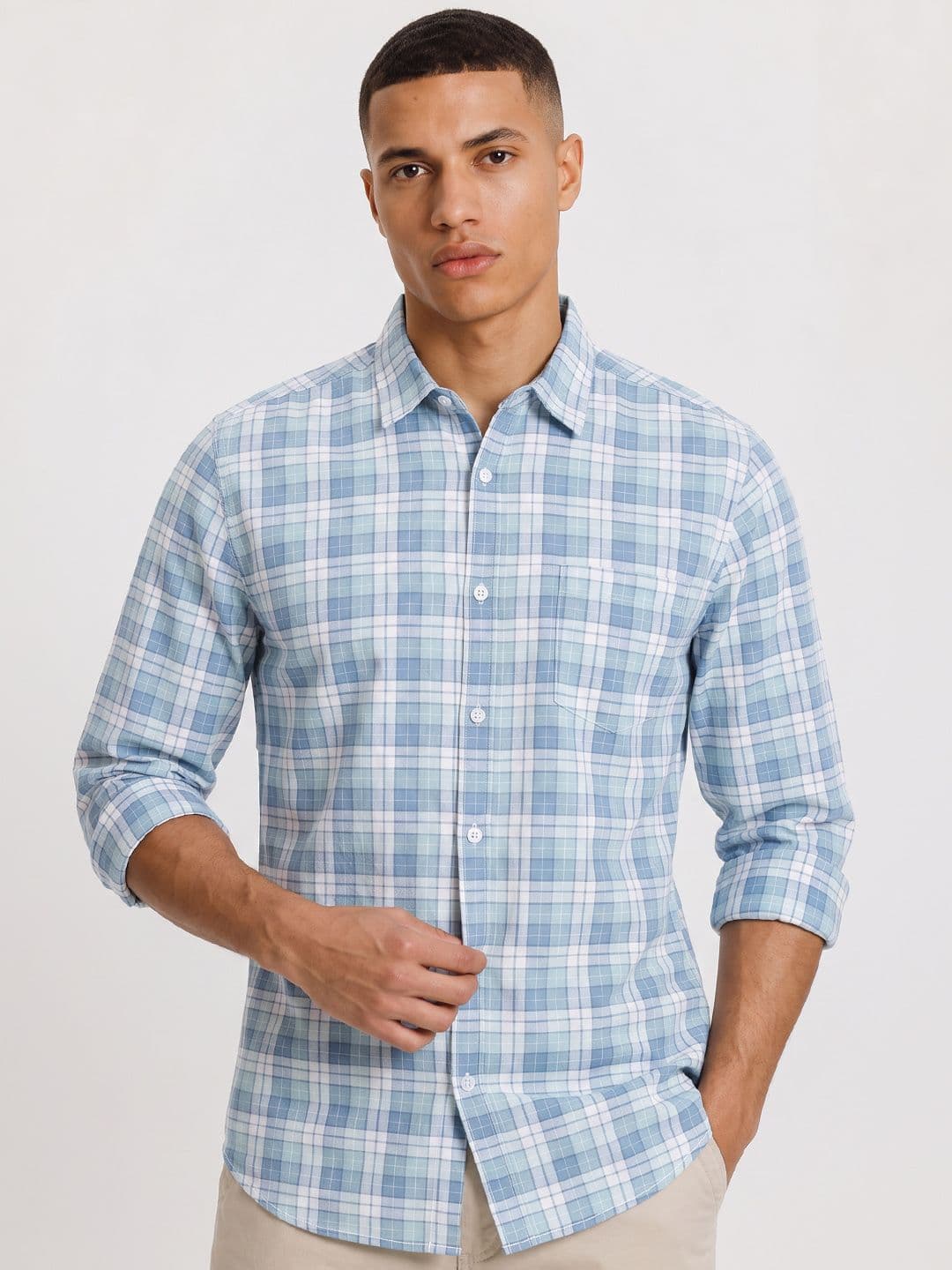 Roadster Life Co. Soft Touch Twill Plaid Casual Shirt - view 1
