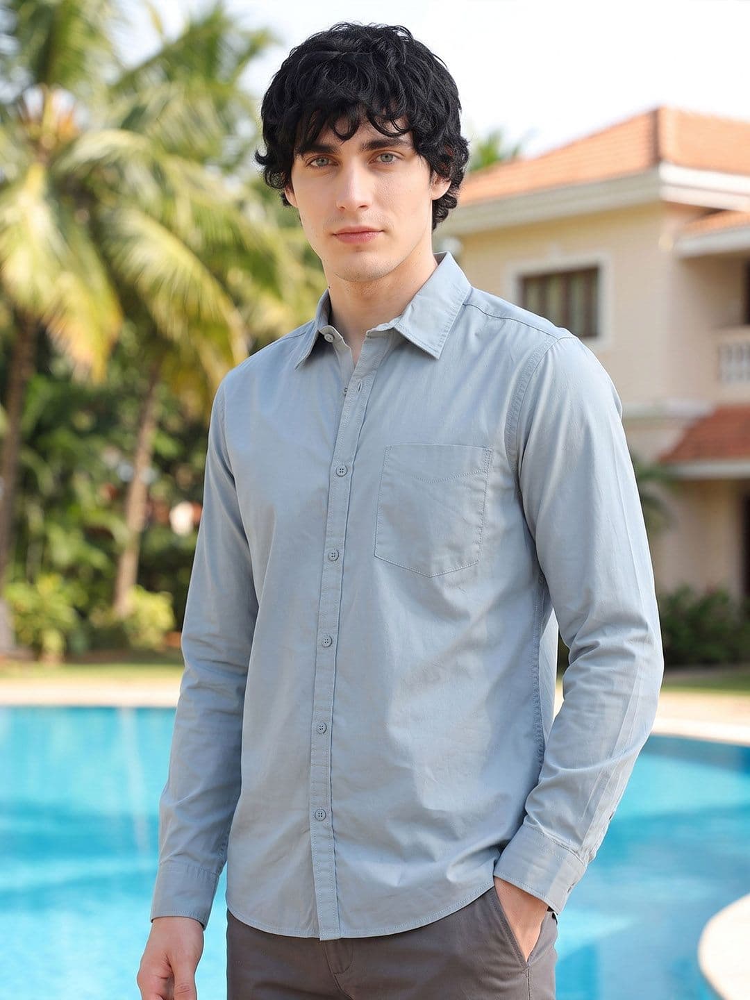 HERE&NOW Men Regular Fit Peach Premium Cotton Casual Shirt - view 1