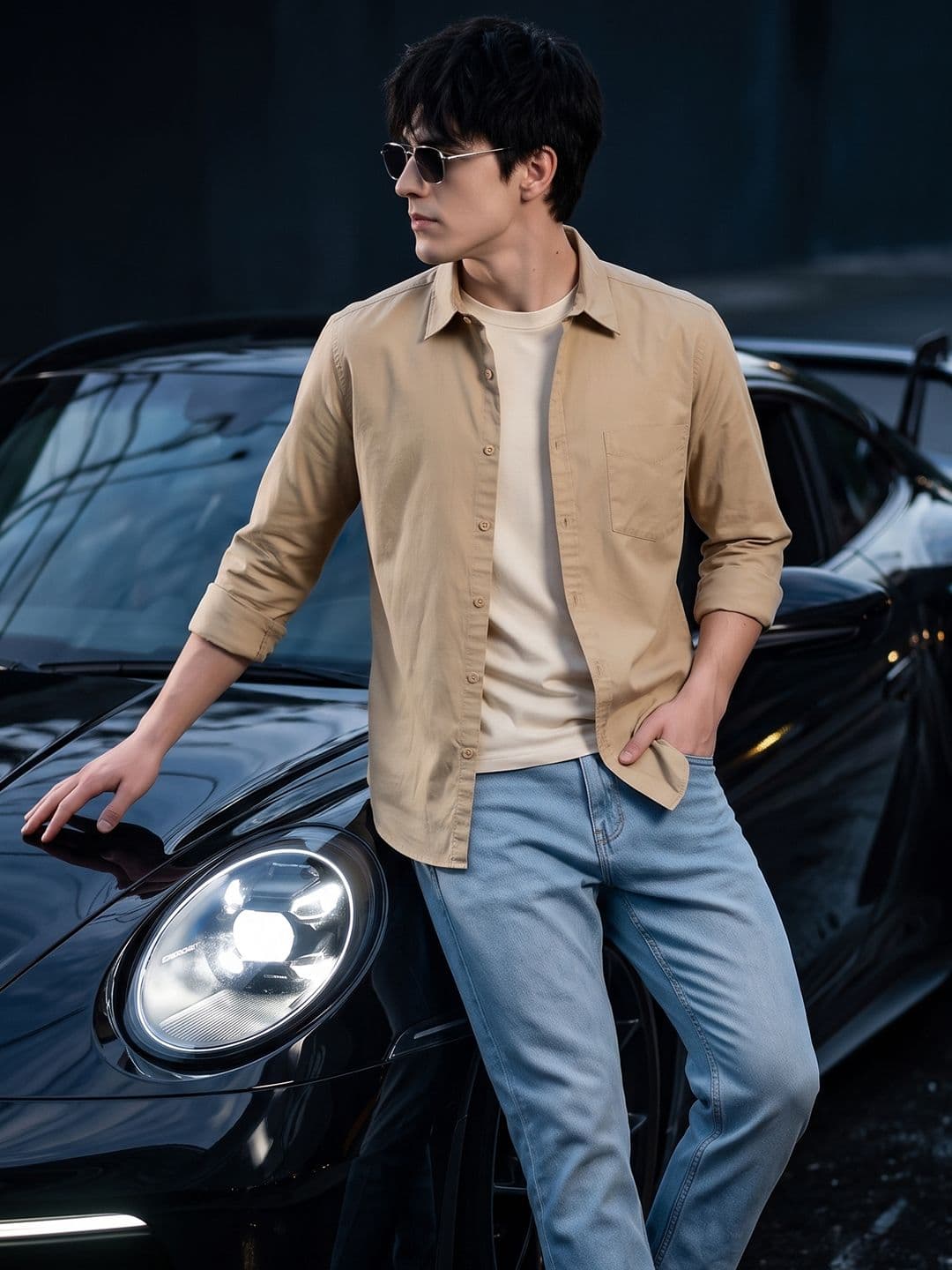 HERE&NOW Men Regular Fit Peach Premium Cotton Casual Shirt - view 1