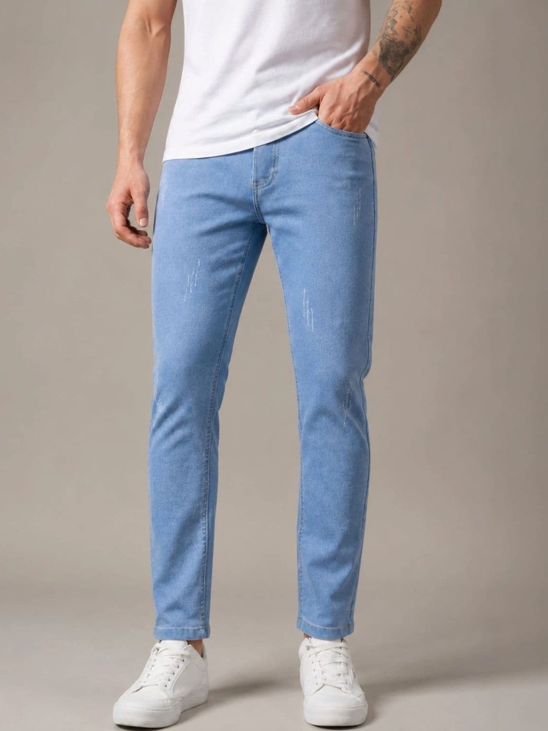 BREXX Men Jean Slim Fit Mid-Rise Low Distress Stretchable Jeans - view 1