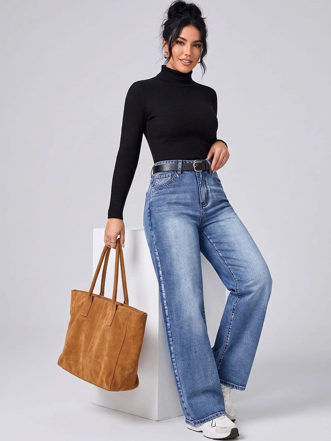 DressBerry Women Comfort Straight Fit High-Rise Low Distress Stretchable Jeans - view 1