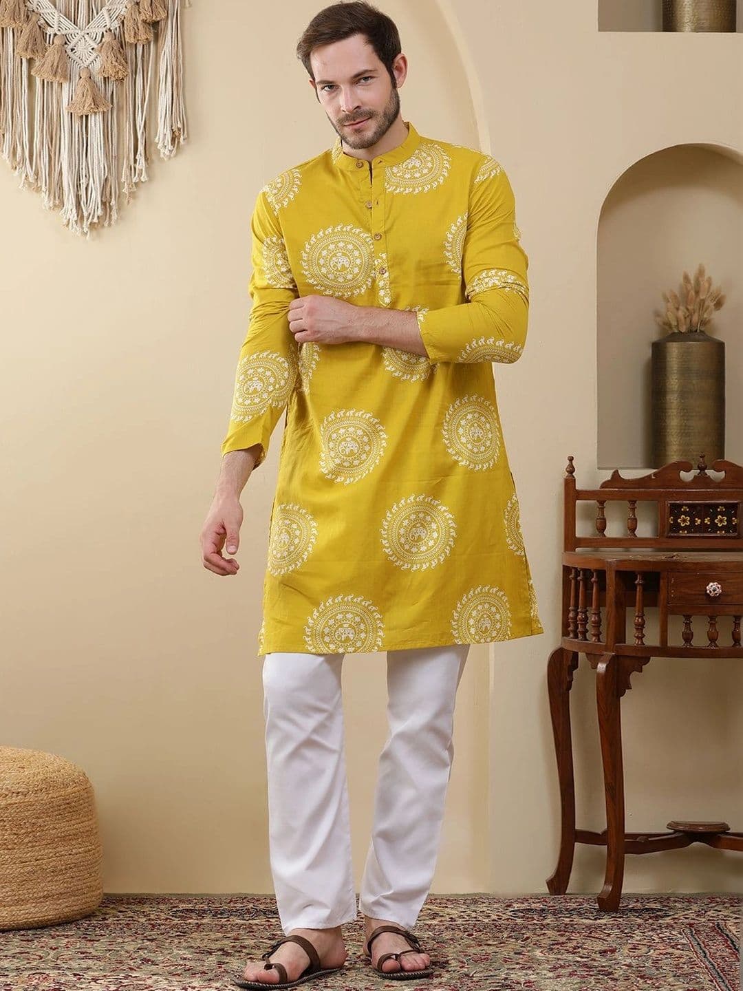 SOURAGYA Men Ethnic Motifs Printed Kurta - view 1