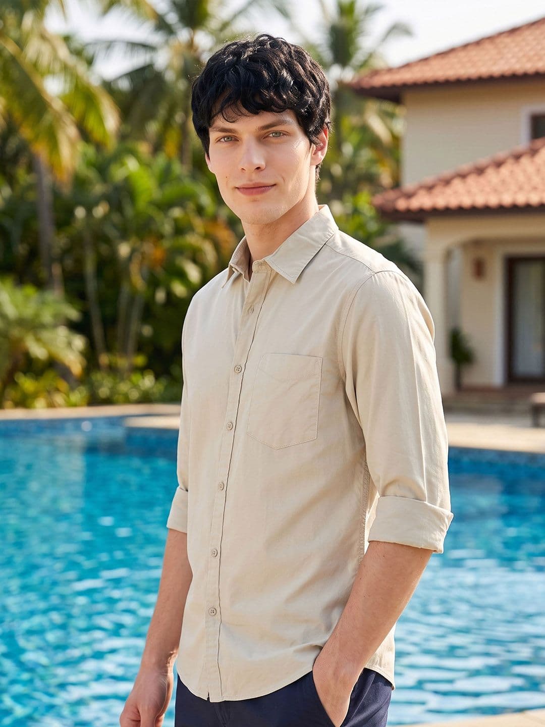 HERE&NOW Men Regular Fit Peach Premium Cotton Casual Shirt - view 1
