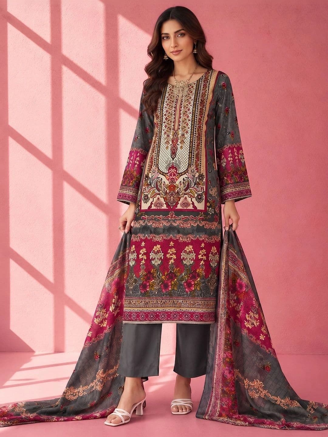 Anouk Women Floral Printed Regular Kurta with Trousers & With Dupatta - view 1