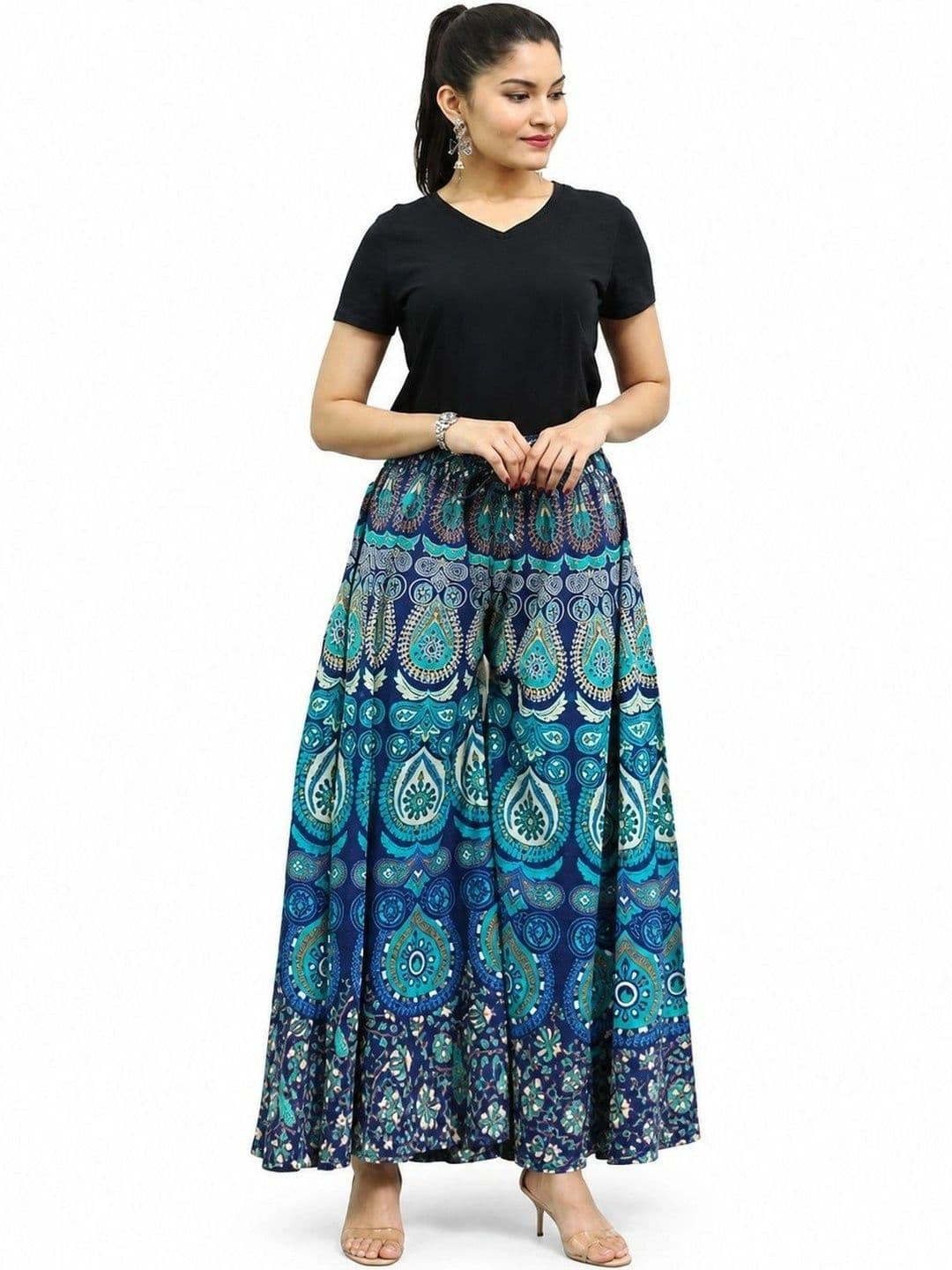 OUTER WEAR AYAM EXPORTS Women Ethnic Motifs Printed Knitted Ethnic Palazzos - view 1