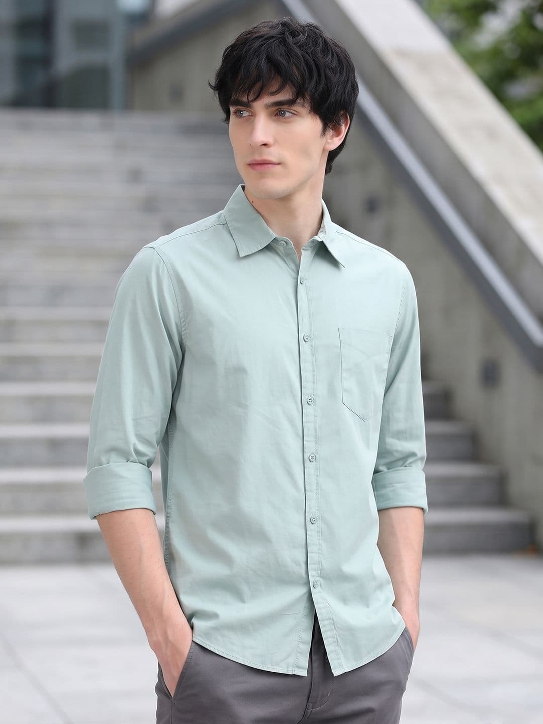 HERE&NOW Men Regular Fit Peach Premium Cotton Casual Shirt - view 1