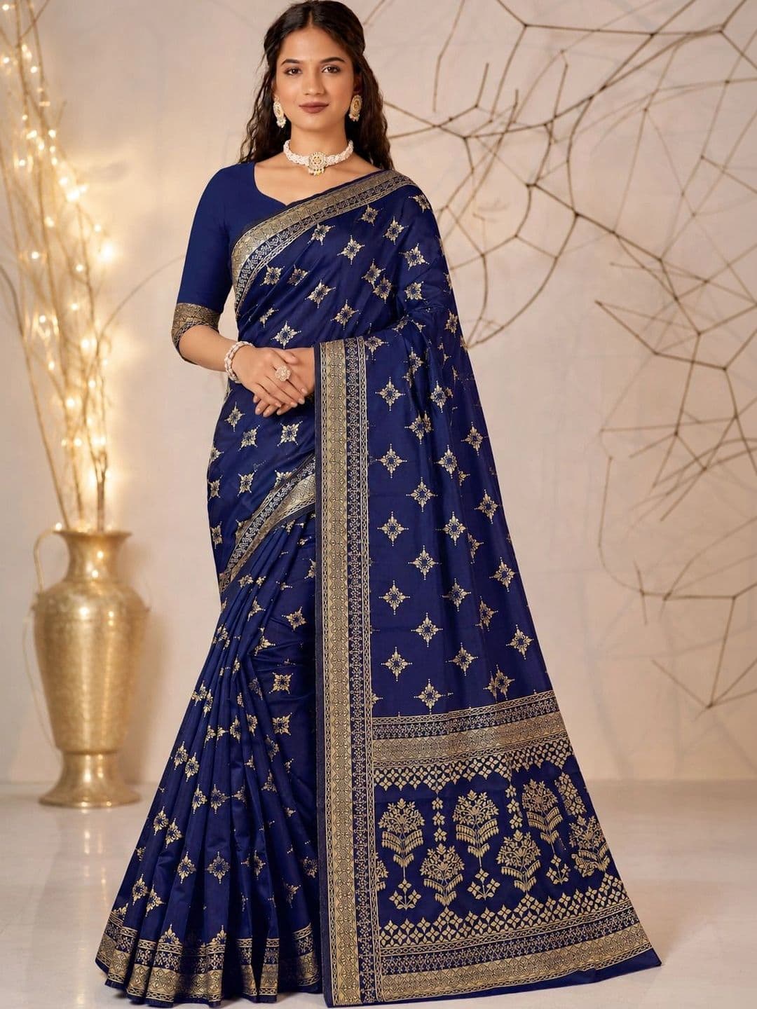 TINA FASHION Woven Design Zari Art Silk Fusion Banarasi Saree - view 1