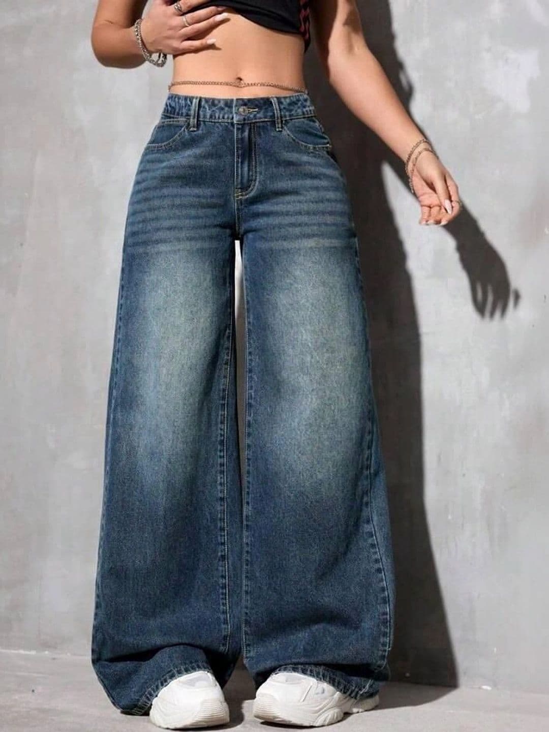 ESLITA Women High-Rise Low Distress Light Fade Jeans - view 1