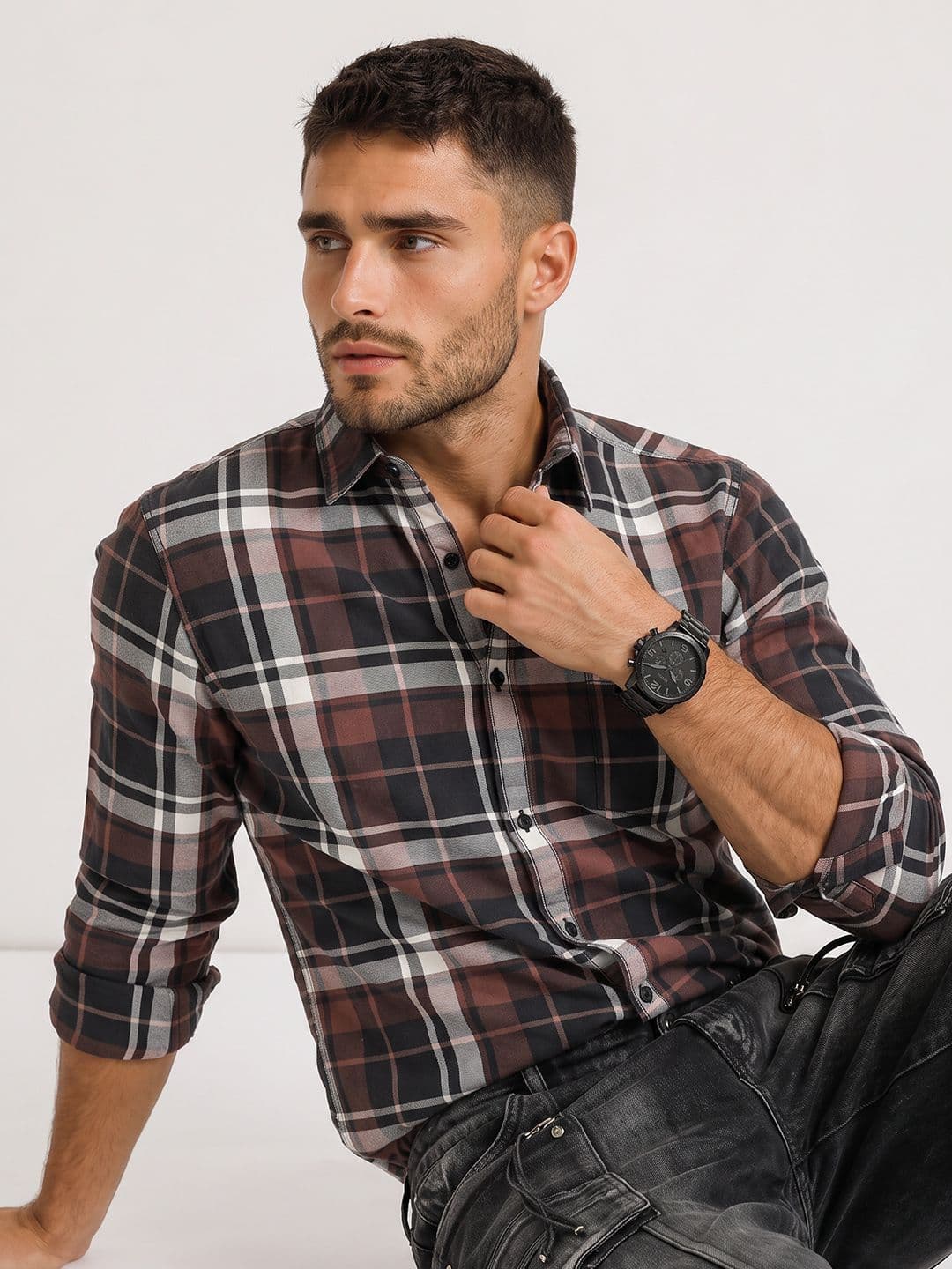 Roadster Life Co. Soft Touch Twill Plaid Casual Shirt - view 1