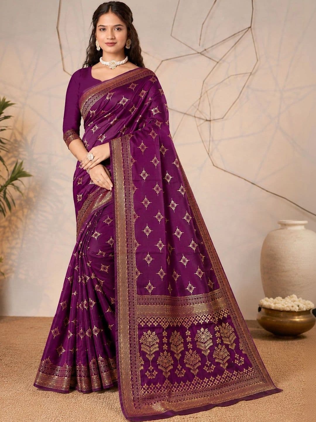 TINA FASHION Tie and Dye Zari Art Silk Fusion Banarasi Saree - view 1