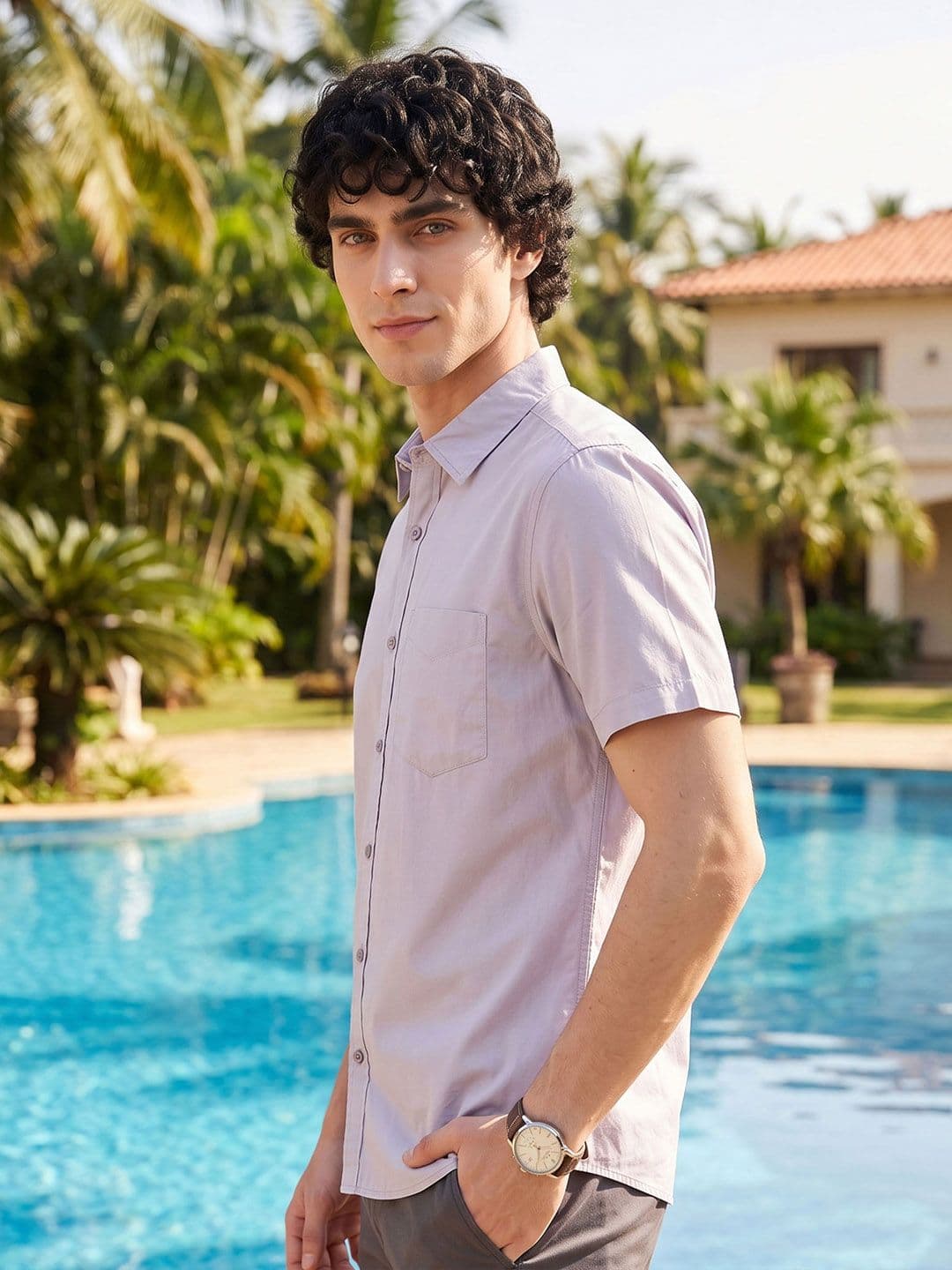 HERE&NOW Men Regular Fit Peach Premium Cotton Casual Shirt - view 1