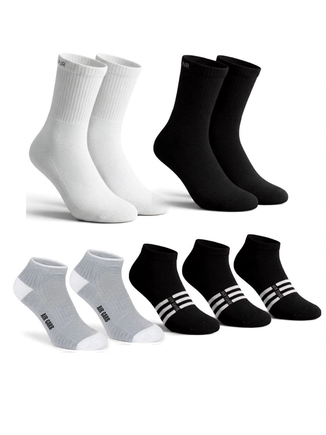 AIR GARB Unisex Pack of 7 Cotton Striped Above Ankle Socks - view 1