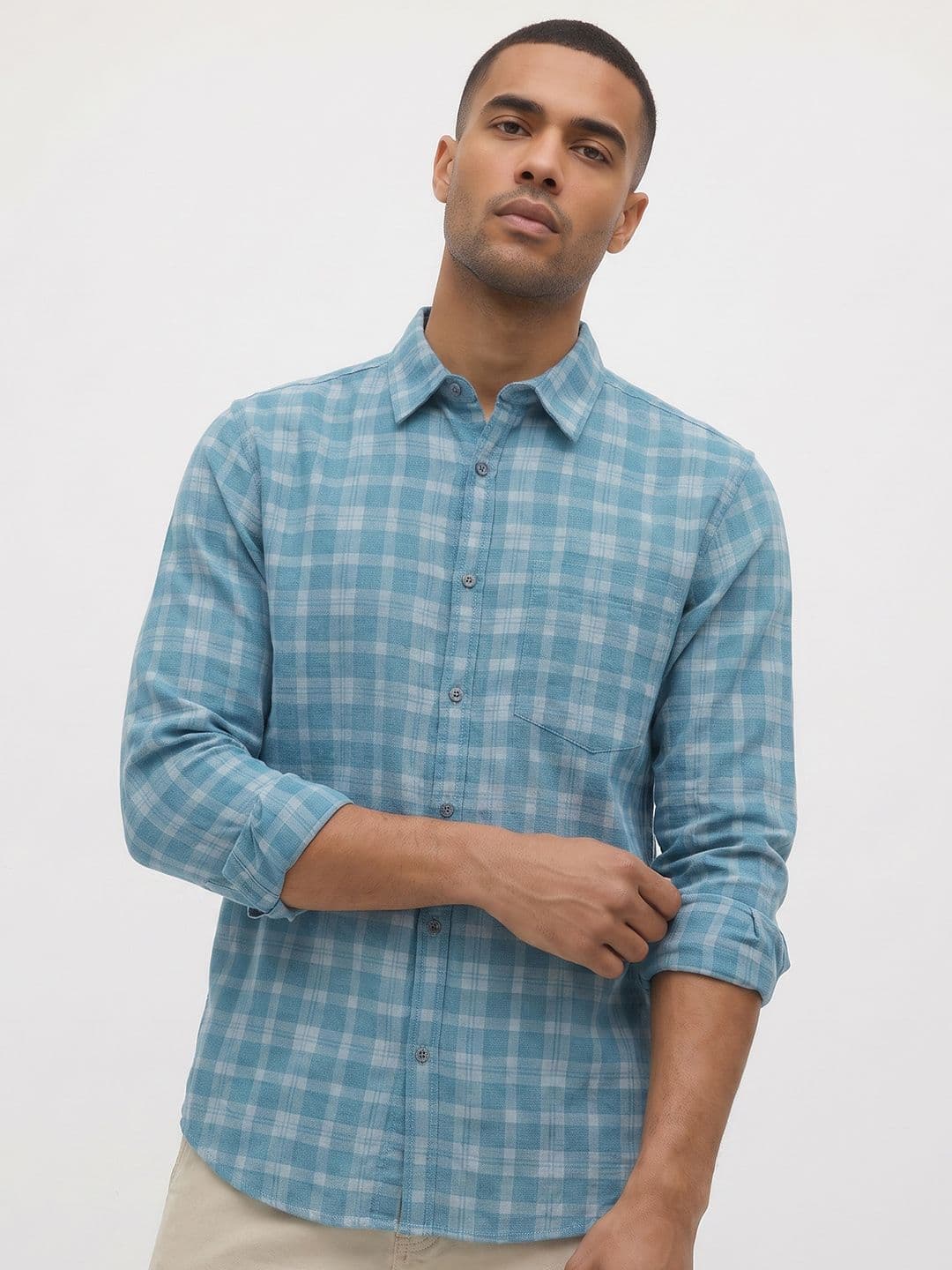 Roadster Life Co. Textured Weave Checked Shirt - view 1