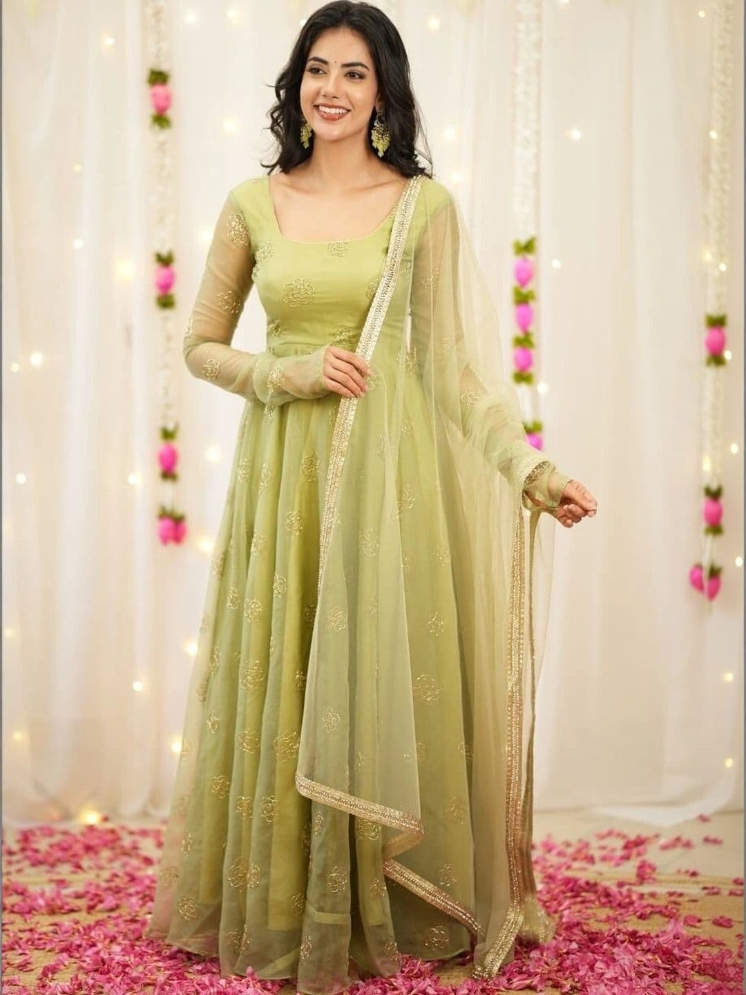 all about you Women Floral Embroidered Empire Kurta with Pyjamas & With Dupatta - view 1