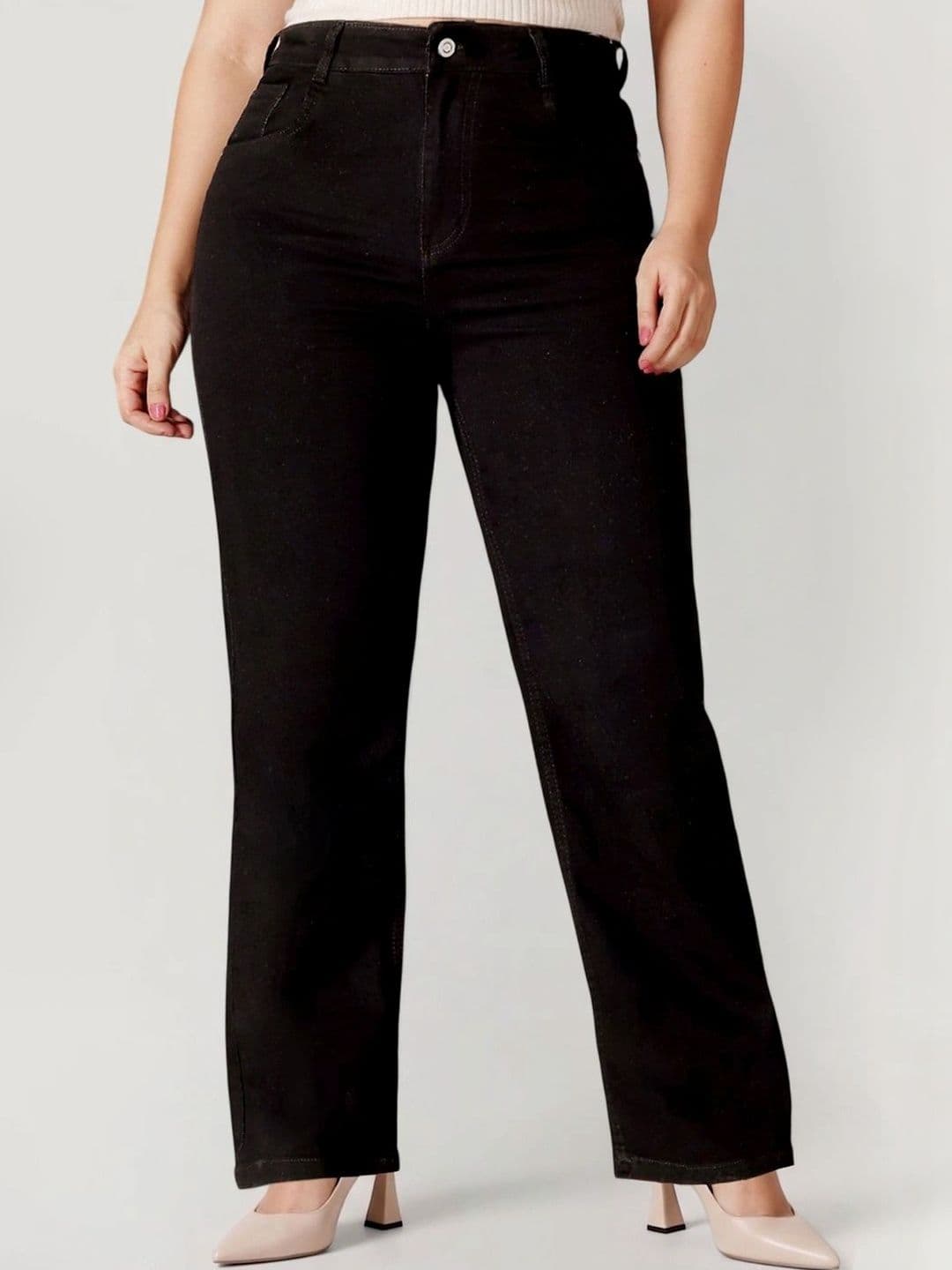 Miss Chase A+ Plus Size Women's Straight High Rise Regular Stretchable Denim Jeans - view 1