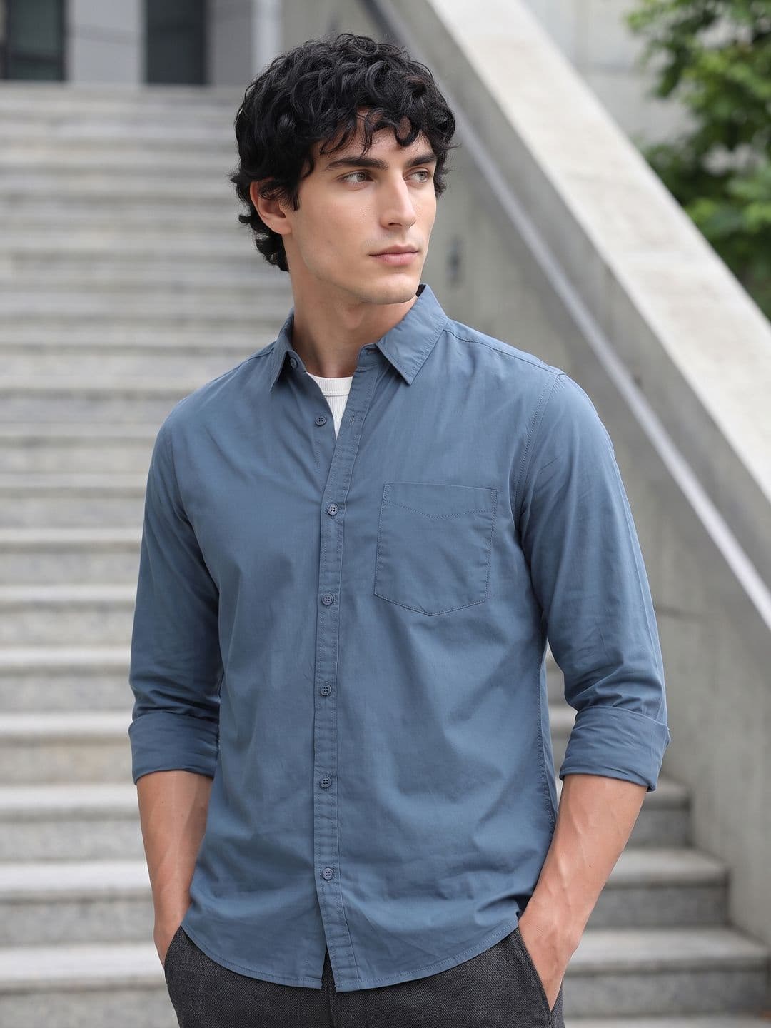 HERE&NOW Men Regular Fit Peach Premium Cotton Casual Shirt - view 1