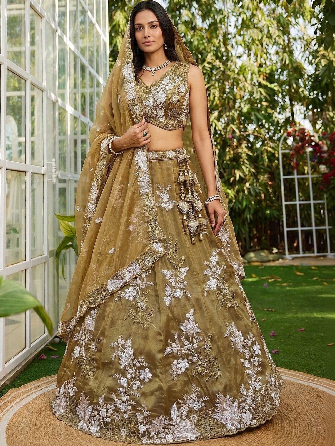 panchhi Embroidered Beads and Stones Semi-Stitched Lehenga & Blouse With Dupatta - view 1