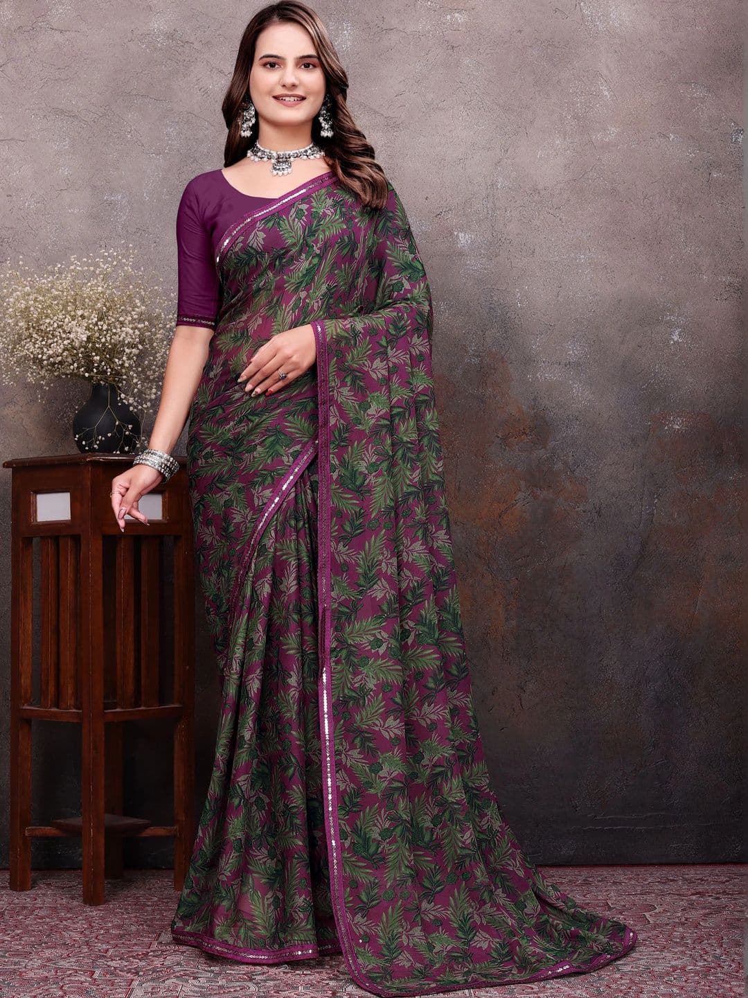 KANURIKAA Floral Poly Georgette Sambalpuri Saree - view 1