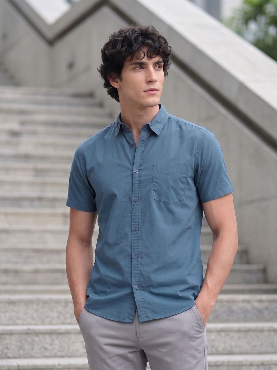 HERE&NOW Men Regular Fit Peach Premium Cotton Casual Shirt - view 1