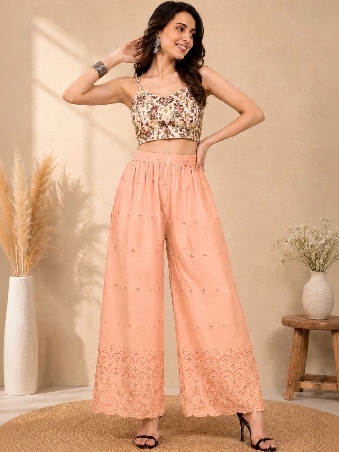 TNQ Women Embroidered Ethnic Palazzos - view 1