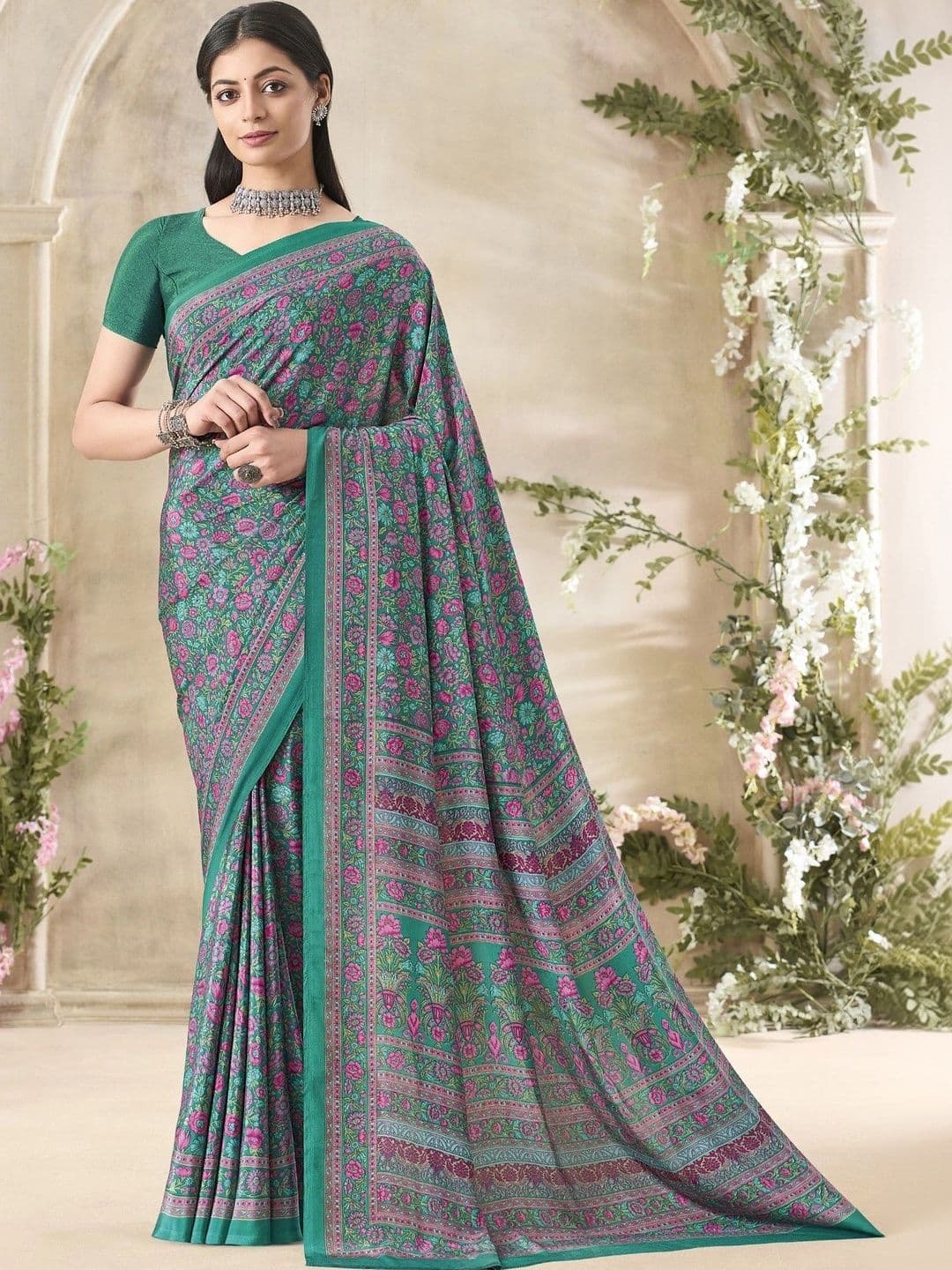all about you Floral Pure Crepe Saree - view 1