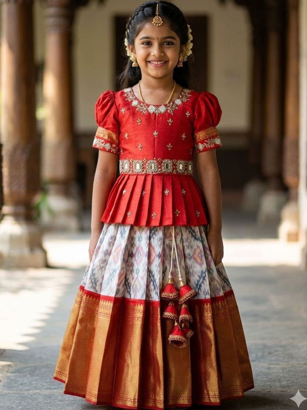 KALINI Girls Embroidered Ready to Wear Lehenga & - view 1