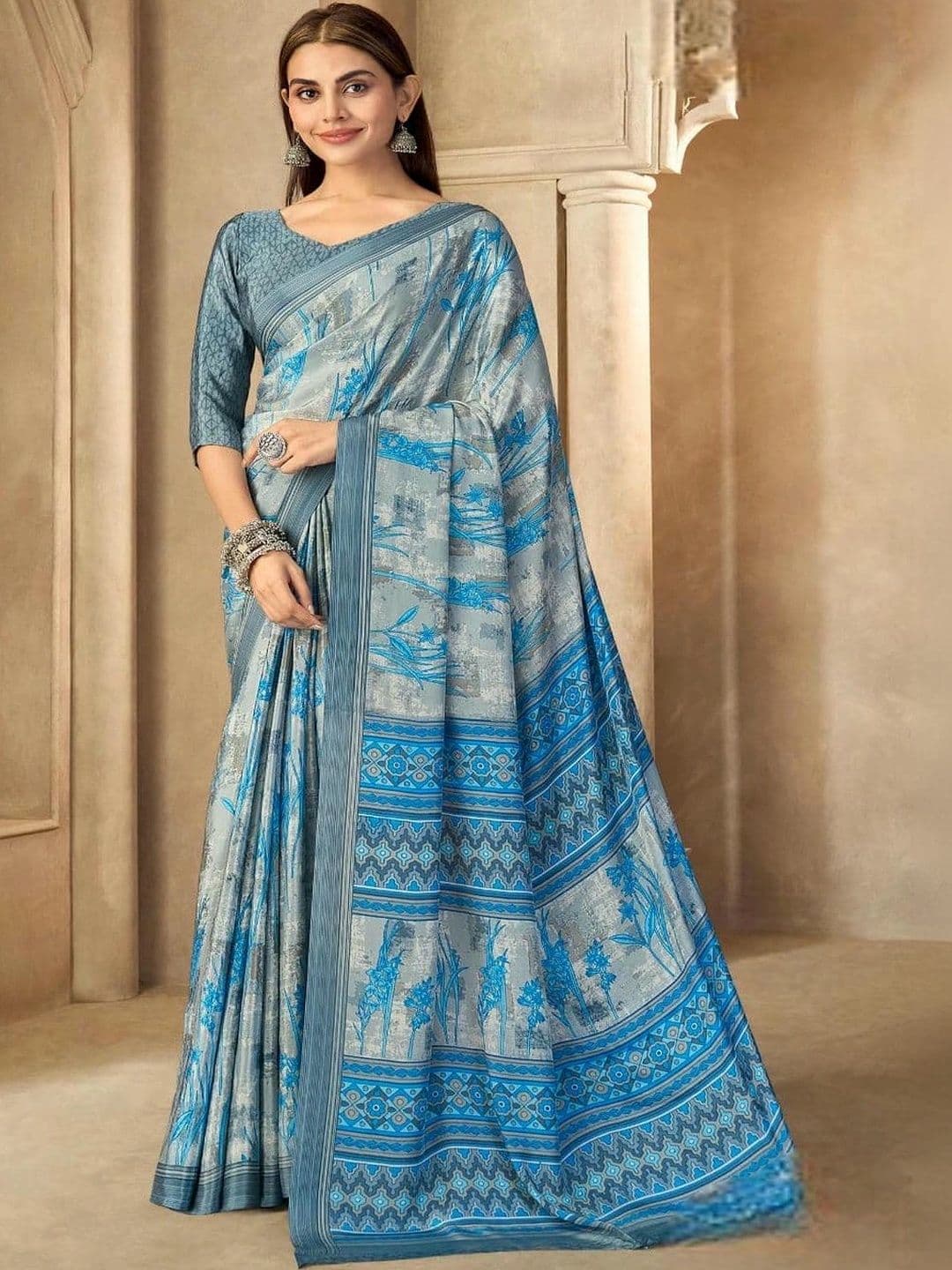 all about you Floral Pure Crepe Saree - view 1