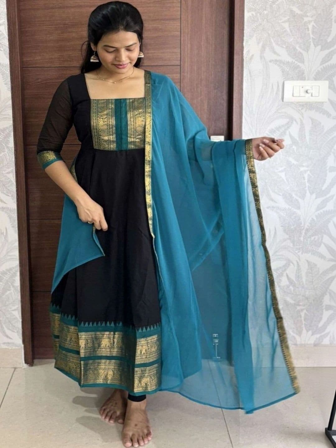 KALINI Women Jacquard Anarkali Kurta - view 1