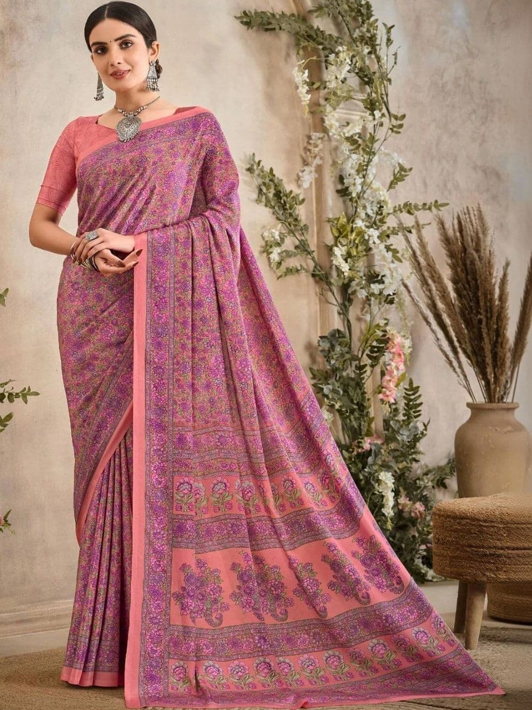 all about you Floral Pure Crepe Saree - view 1