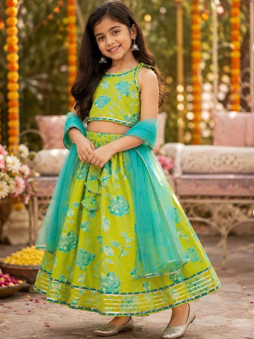 The Magic Wand Girls Printed Ready to Wear Lehenga & Blouse With Dupatta - view 1