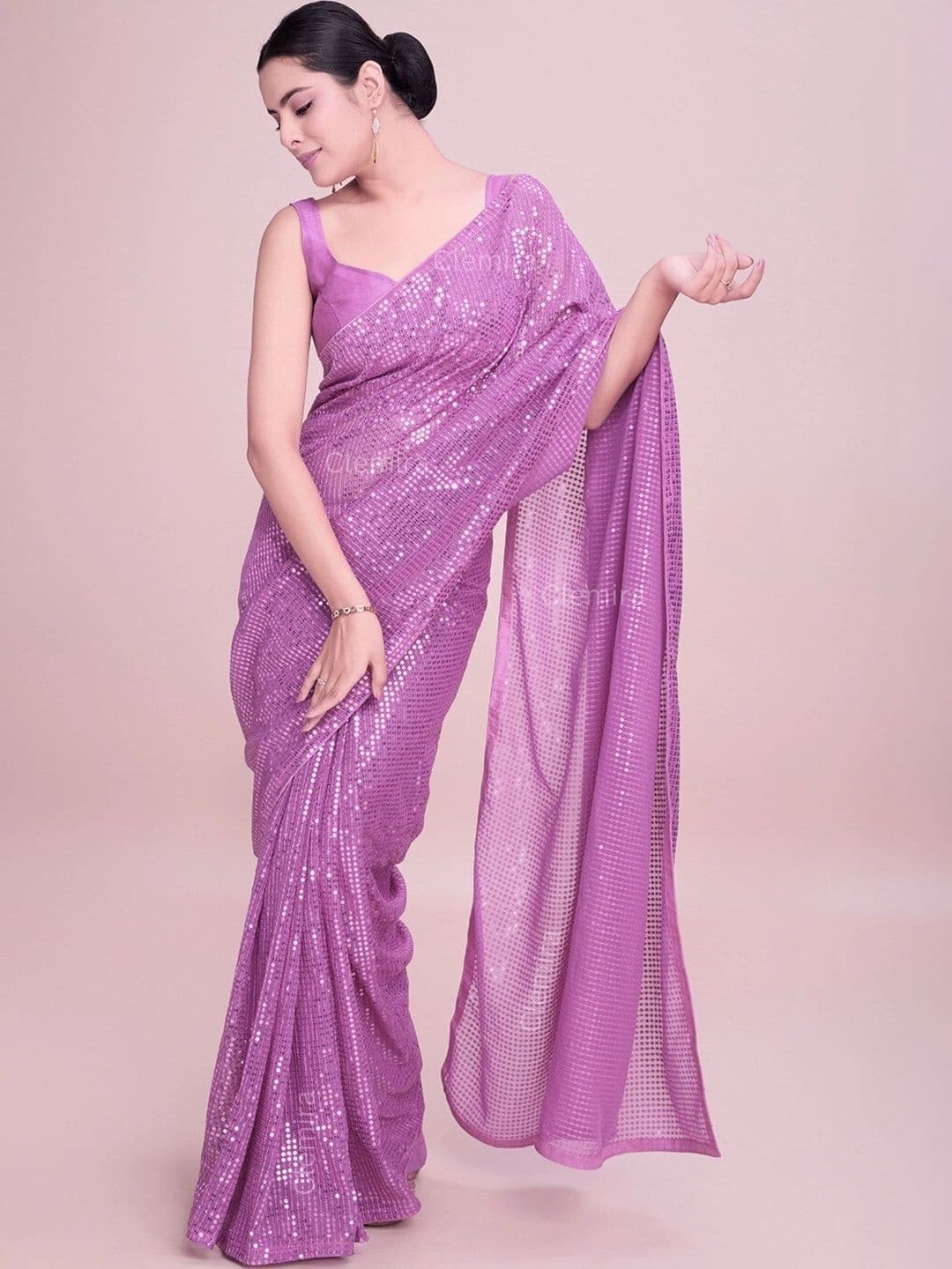 all about you Embellished Sequinned Poly Georgette Designer Saree - view 1