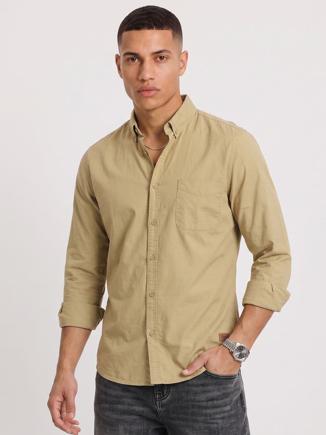 The Roadster Life Co. Button-Down Collar Pure Cotton Casual Shirt - view 1