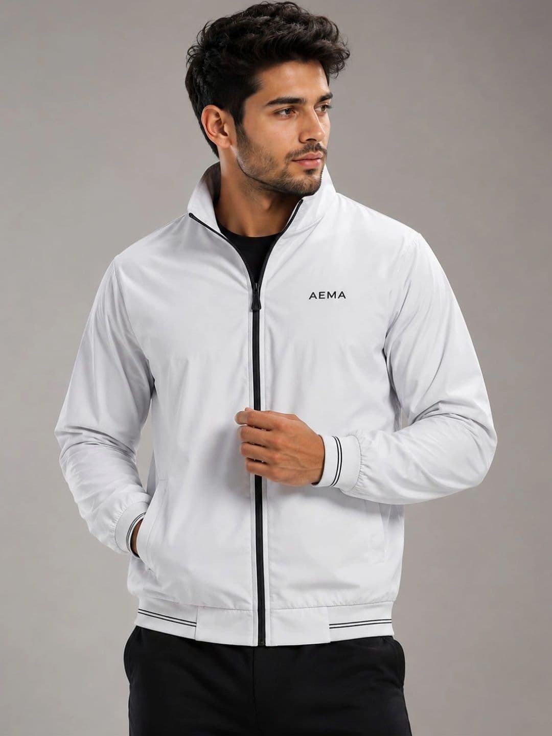 AEMA Men Lightweight Training or Gym Bomber Jacket - view 1