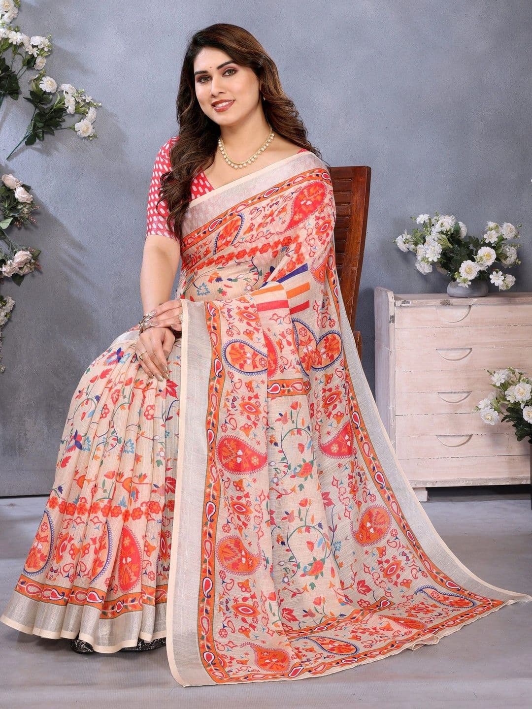 CHERIEE FASHION Paisley Designer Saree - view 1