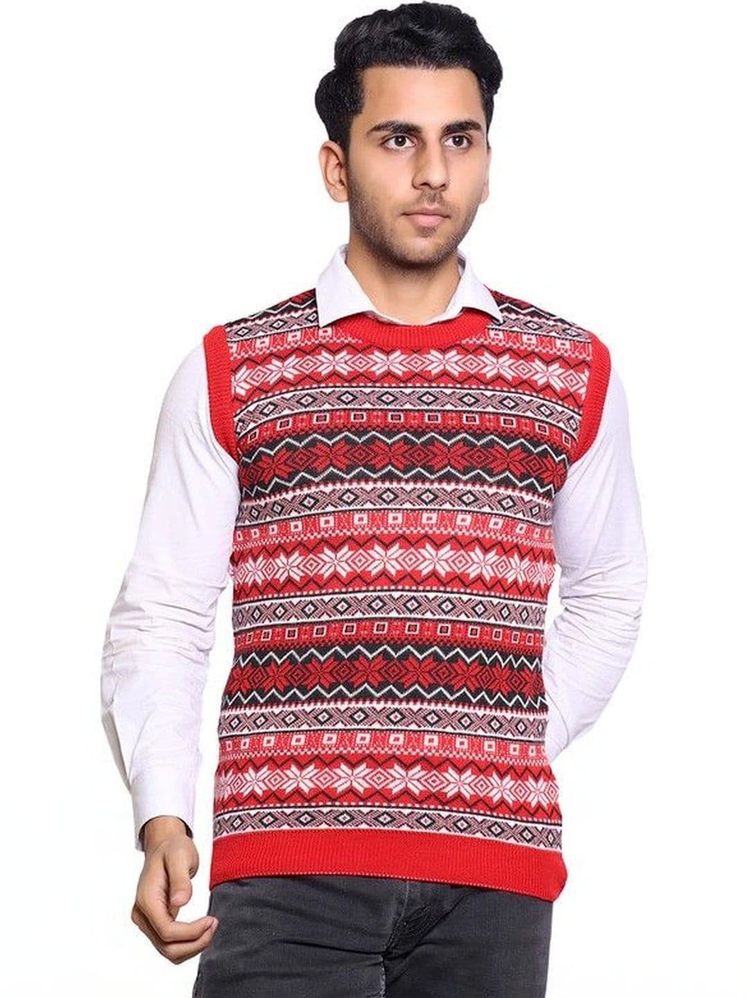 GRAND-LINE Men Fair Isle Printed Sweater Vest - view 1
