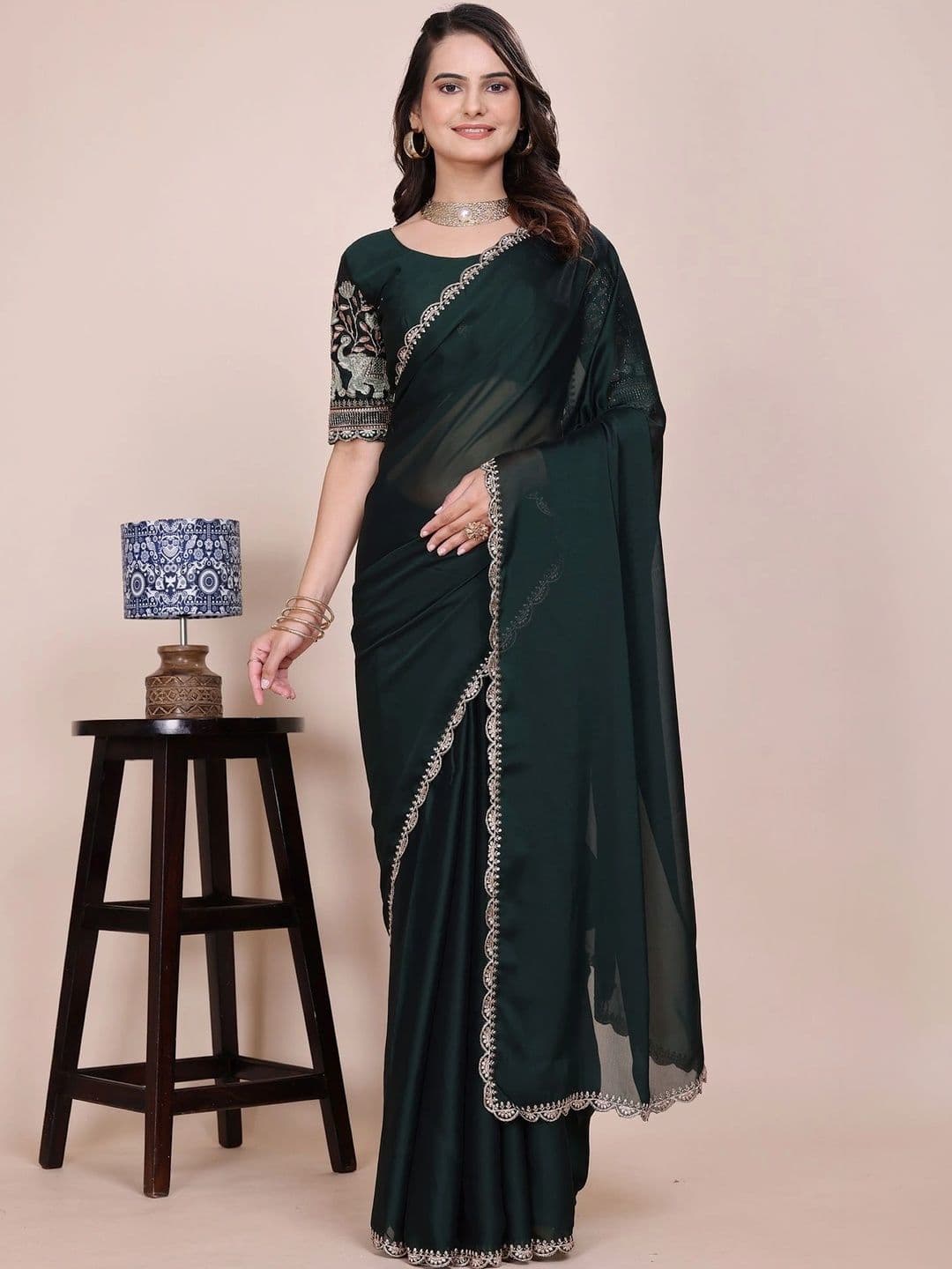 Mitera Embroidered Poly Chiffon Designer Saree - view 1