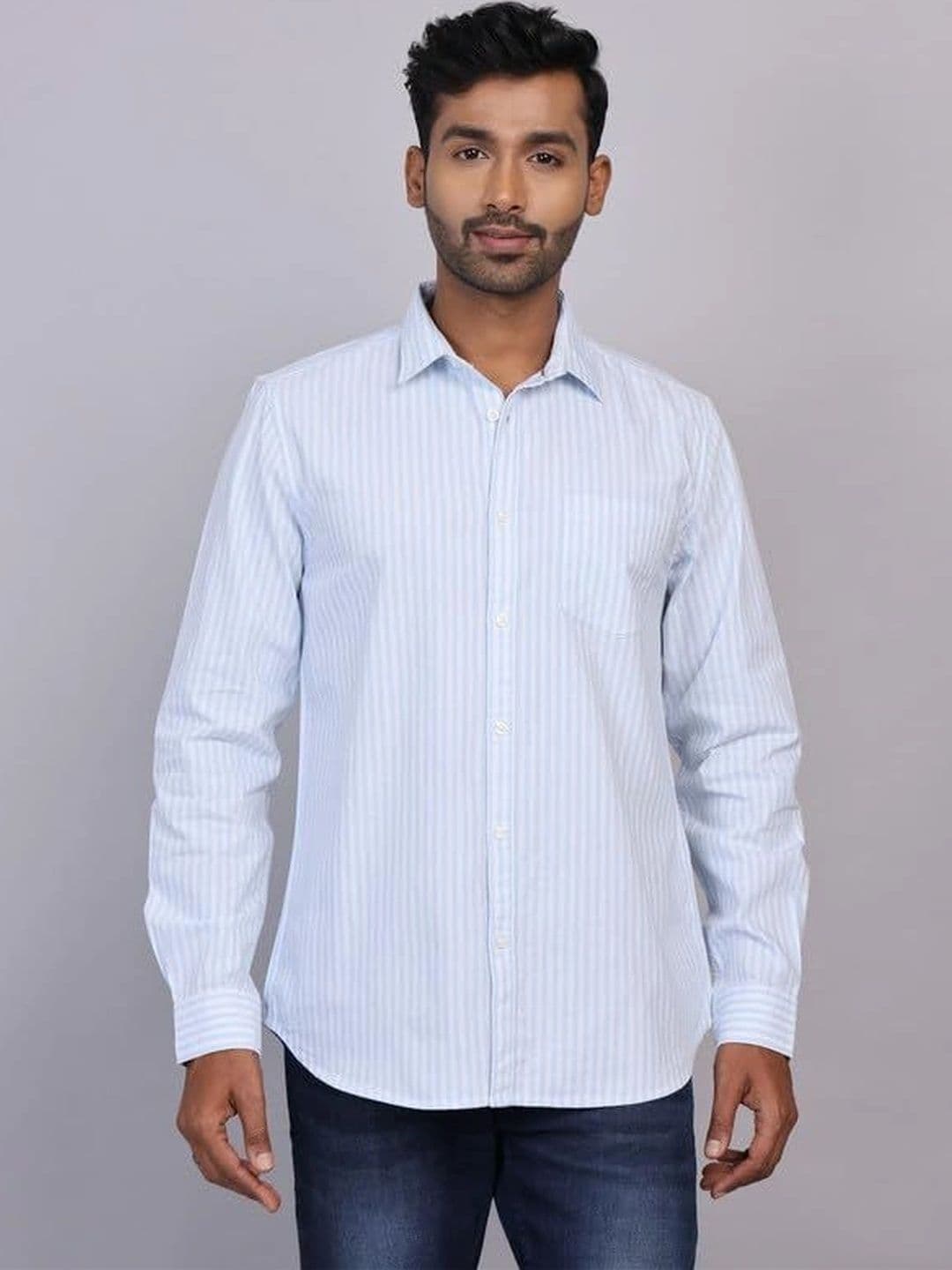 WEARHOUSE Men Classic Striped Casual Shirt - view 1