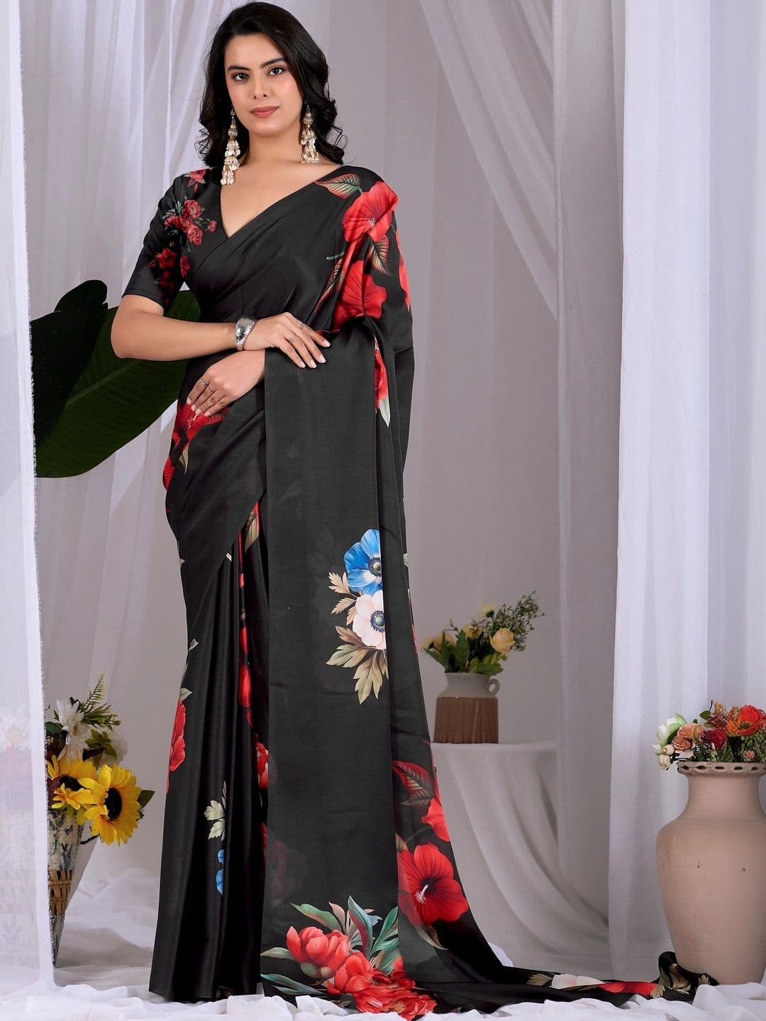 CHERIEE FASHION Floral Pure Georgette Designer Saree - view 1
